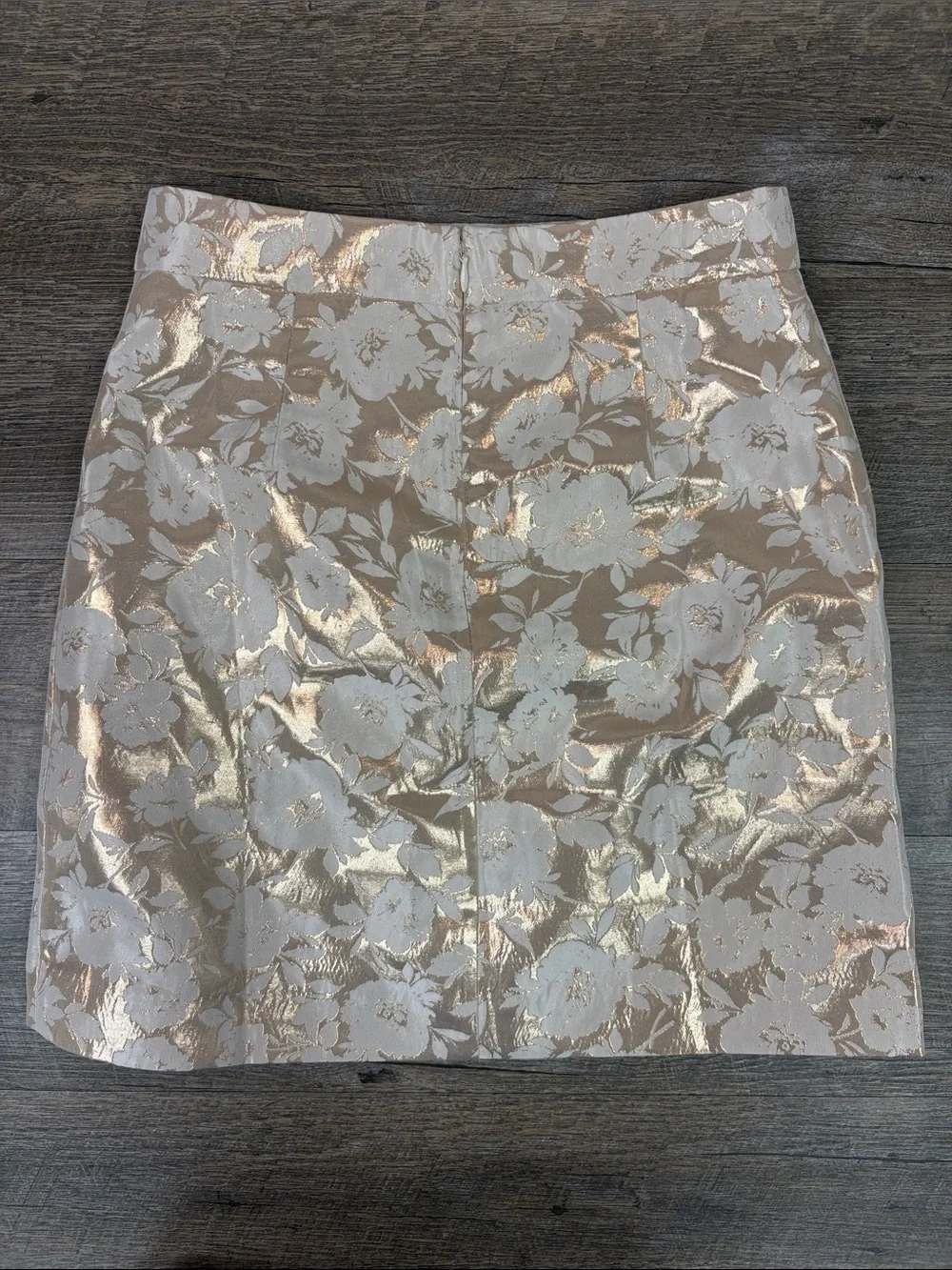 J.Crew Metallic Floral Jacquard Mini Skirt Champagne Gold Size 0 NWT